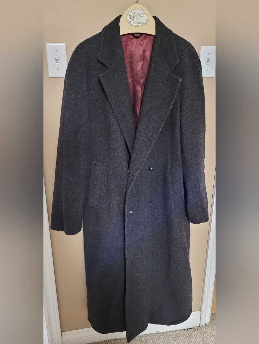 Men's Long Overcoat - Charcoal Wool Blend